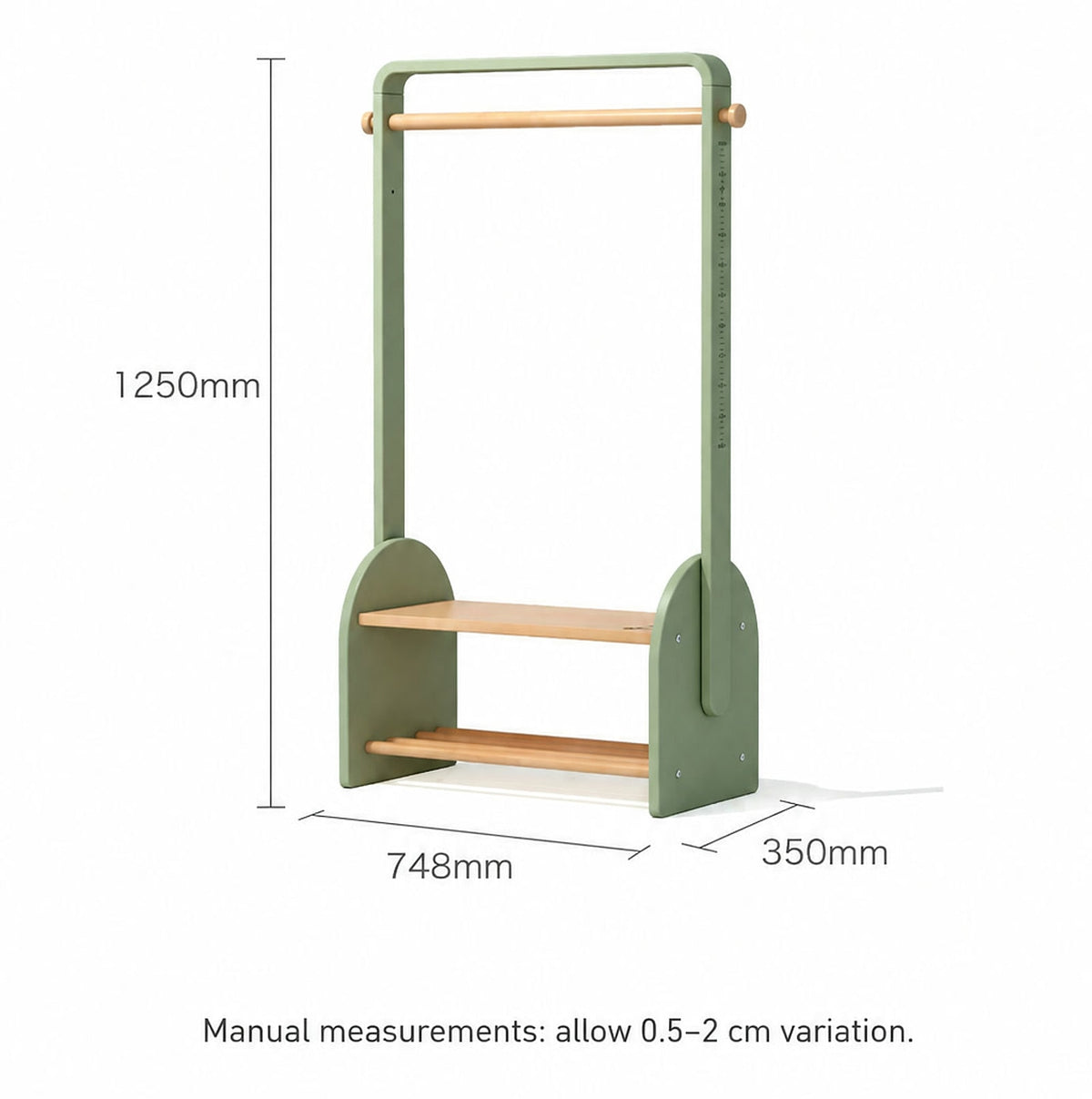 Clothing rack dimensions: 748 mm wide, 350 mm deep, 1250 mm high