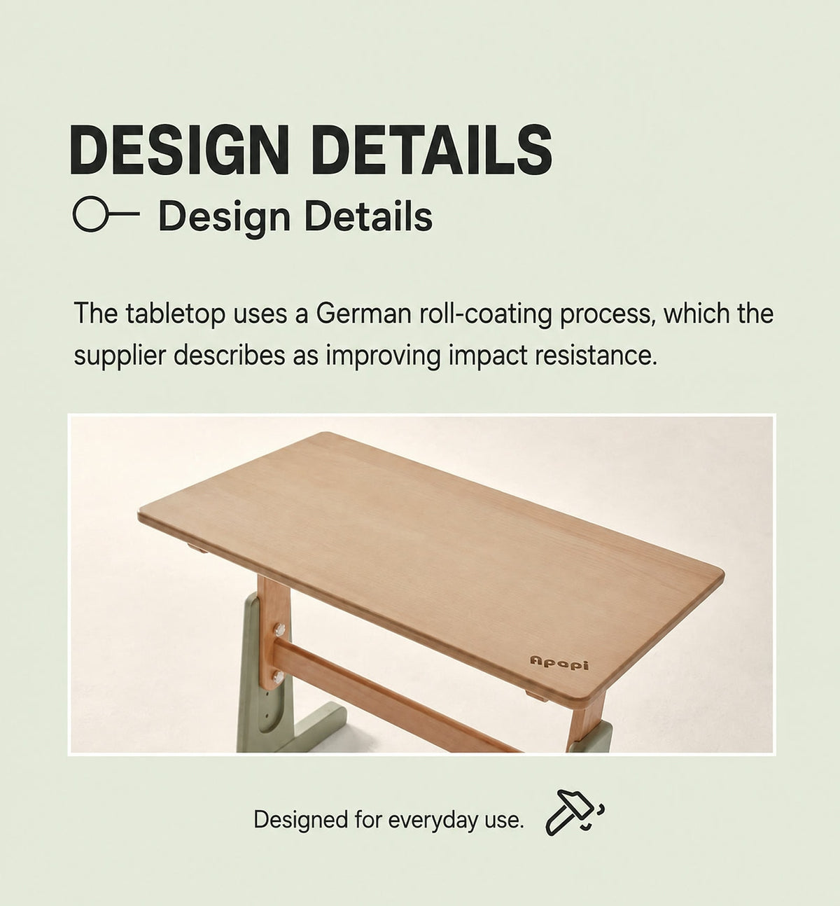  Natural beech desktop with a roll-coated finish and rounded corners