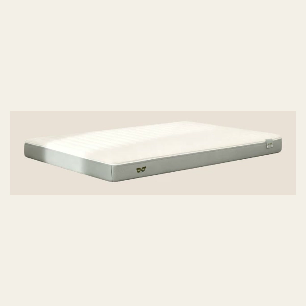 Cream White mattress with Grey Green sides, shown without a bed frame