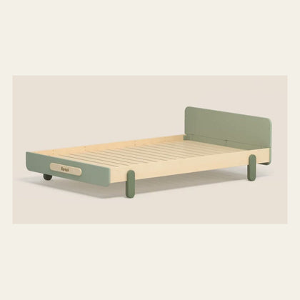  Bean Green beech bed frame with headboard and fitted legs
