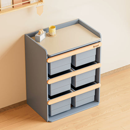  Blueberry storage cabinet seen from above with an optional cream tabletop mat