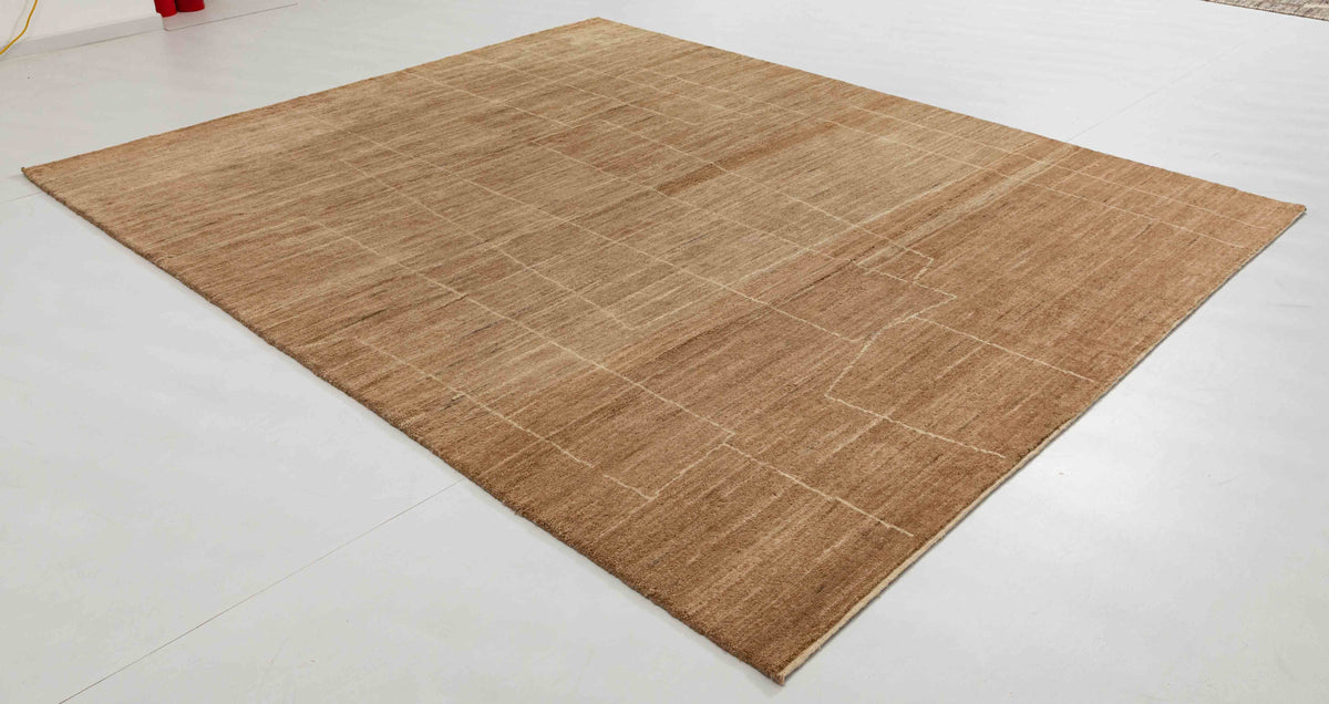 Stone Arc Area Rug in a finished interior.
