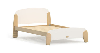  Barley White and Almond bed frame with exposed LVL mattress slats