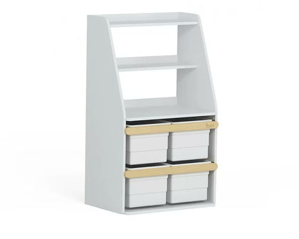  Barley White shelf cabinet with Almond handles and removable bins