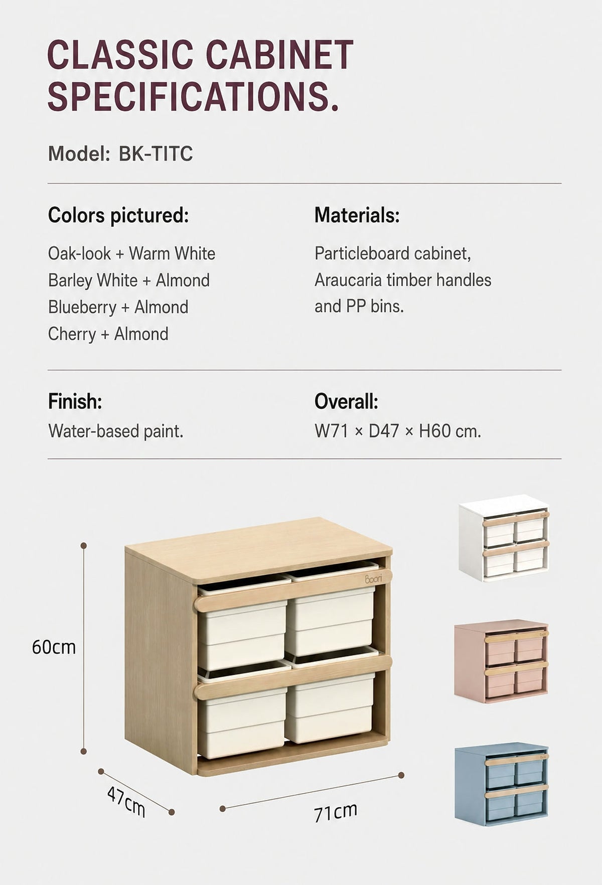  Classic cabinet measuring 71 by 47 by 60 cm
