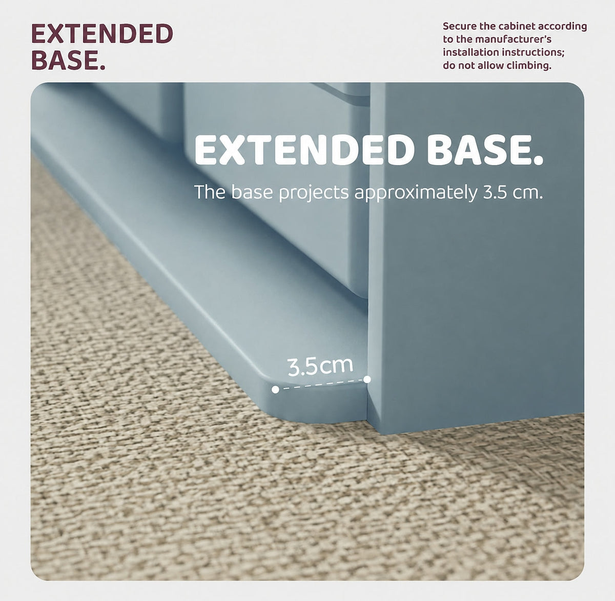  Cabinet base with a 3.5 cm extension