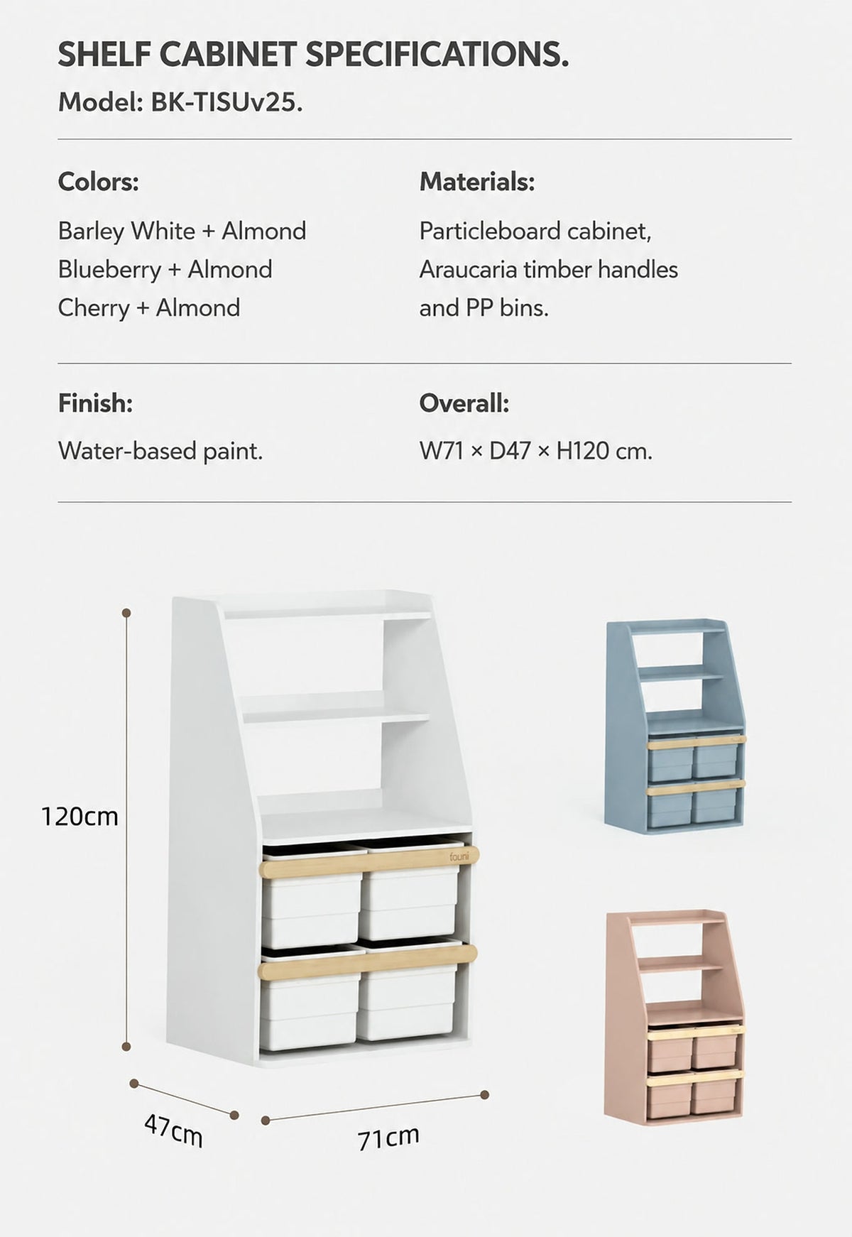  Shelf cabinet measuring 71 by 47 by 120 cm