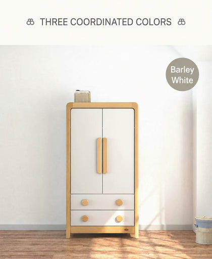  Barley White wardrobe with Almond timber details