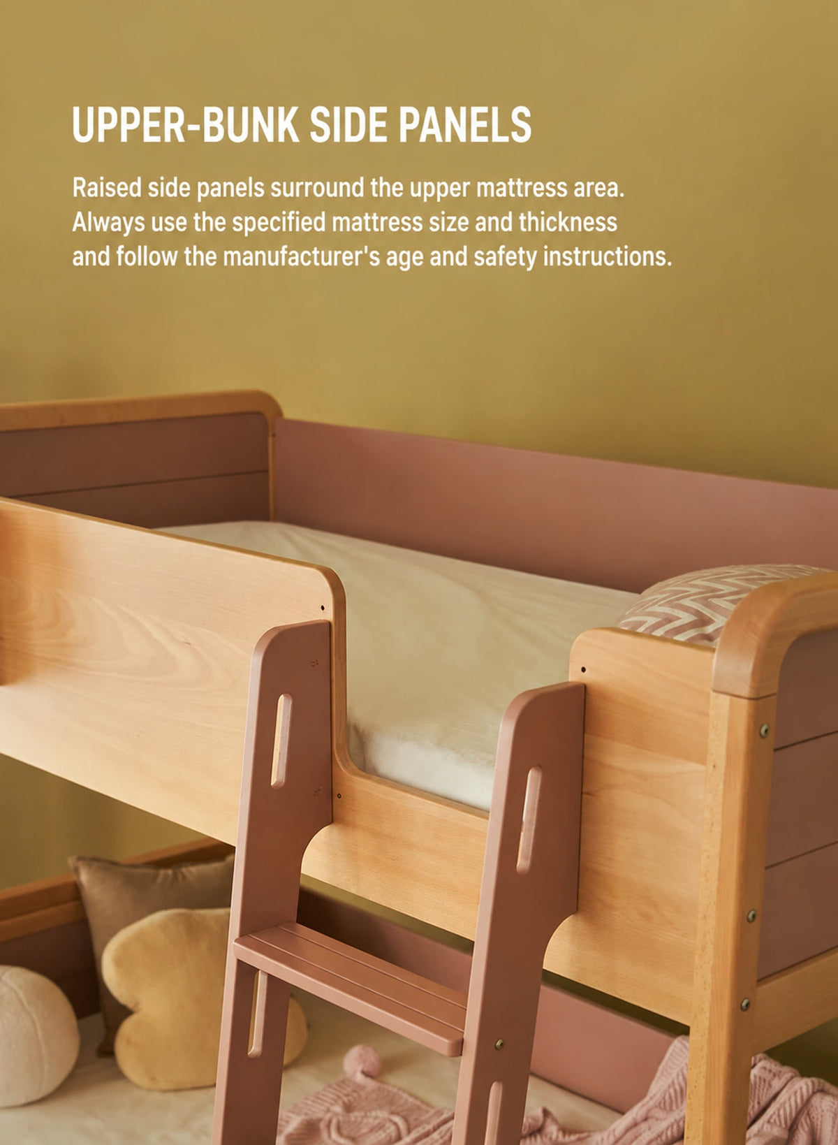  Upper-bunk solid side panels and ladder handhold close-up