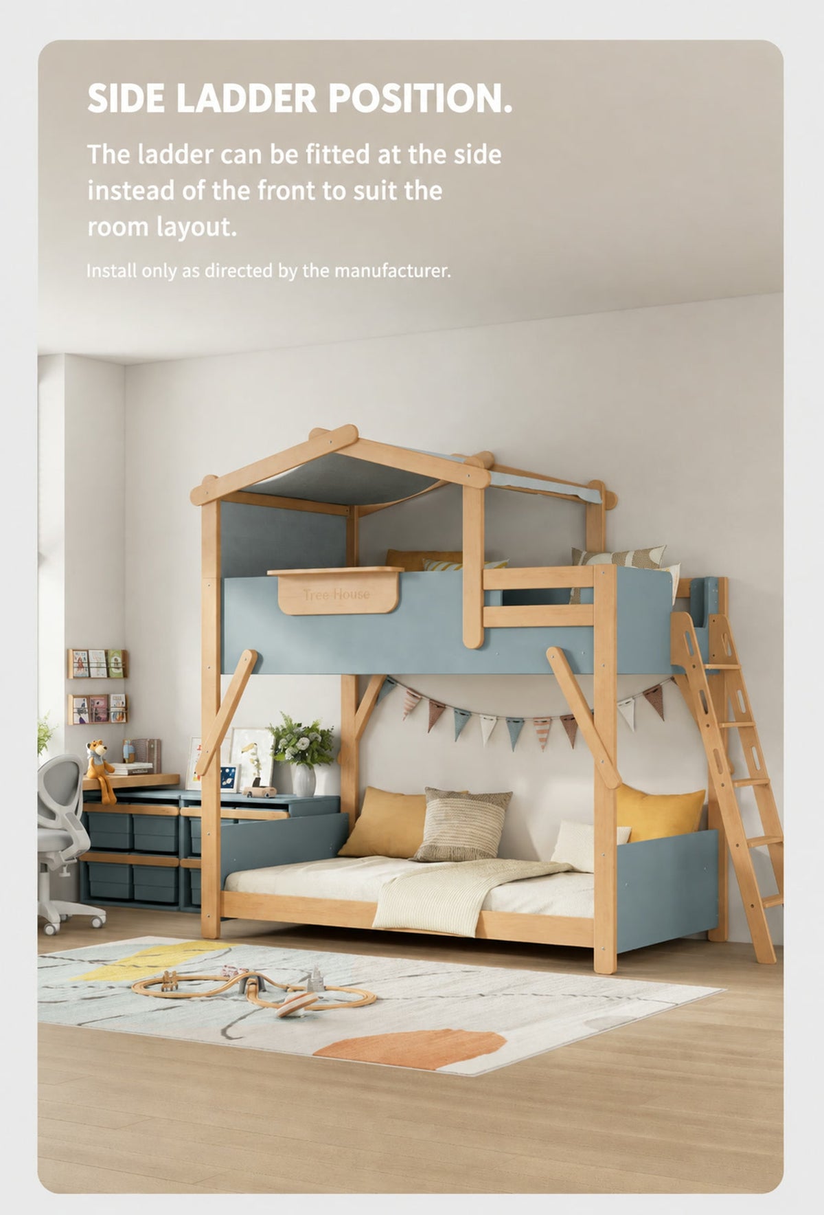  Treehouse bunk with its ladder installed at the side