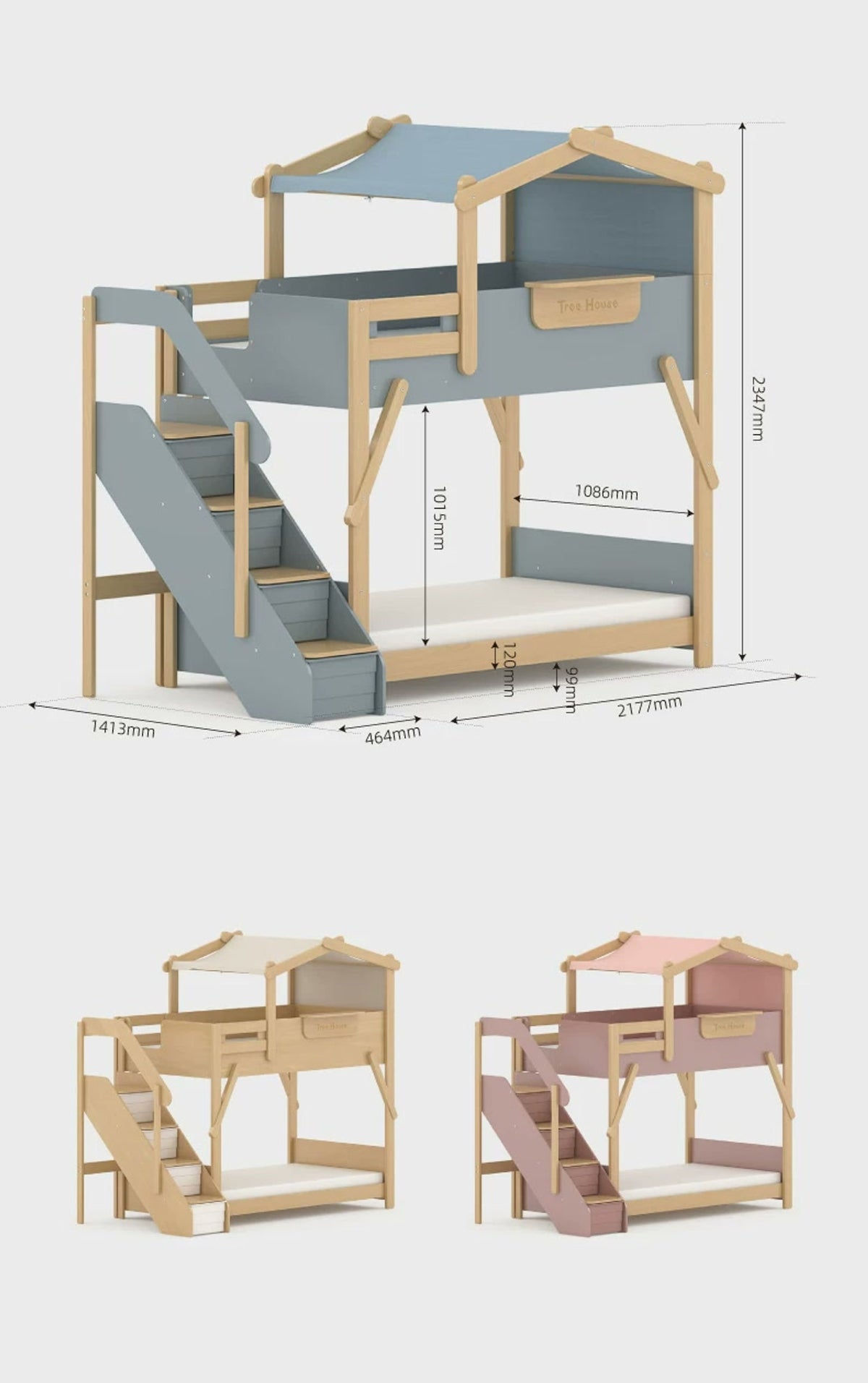  Storage-stair version measuring 2641 by 1413 by 2347 mm with three color examples