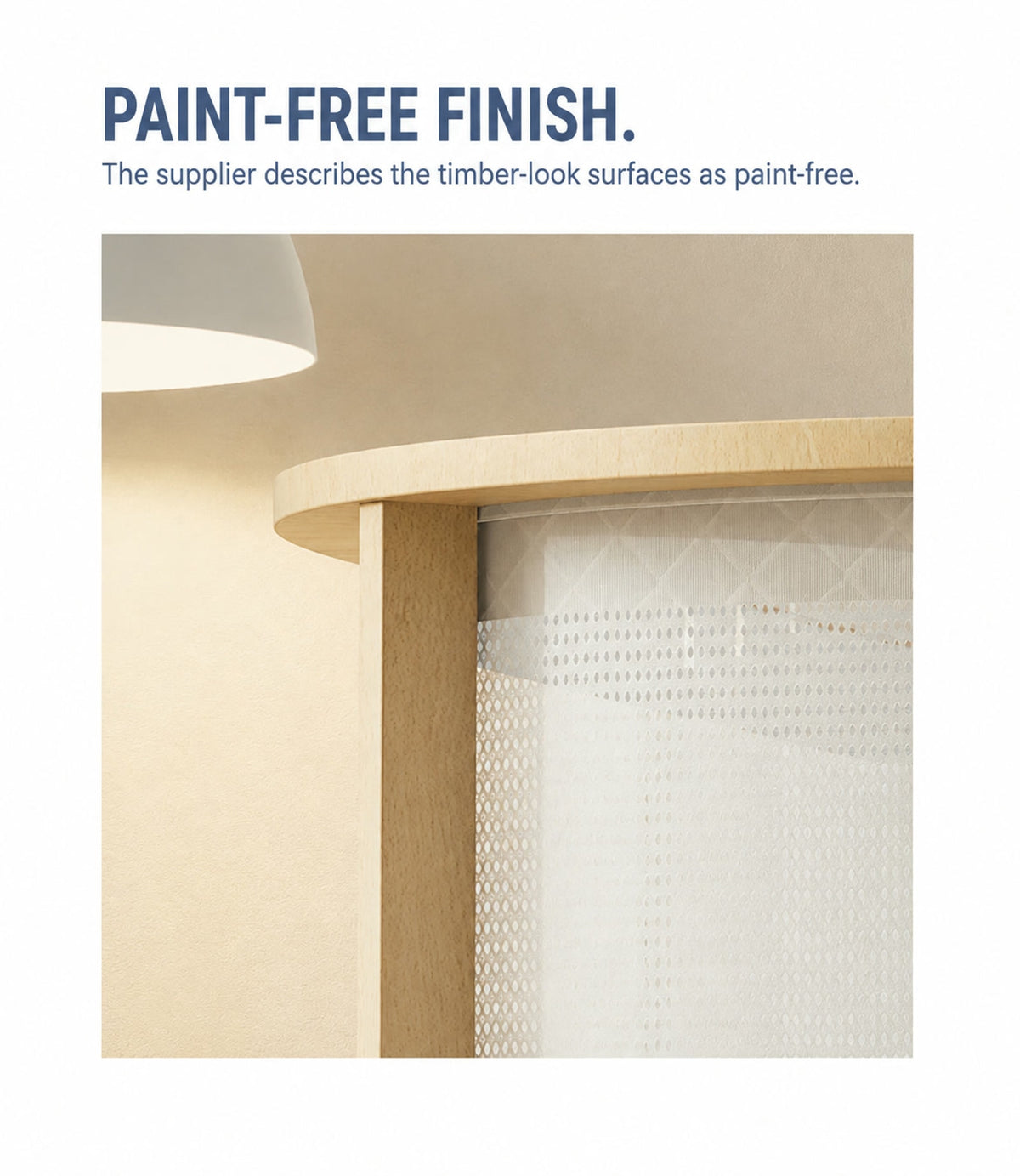  Curved paint-free wood-look top rail