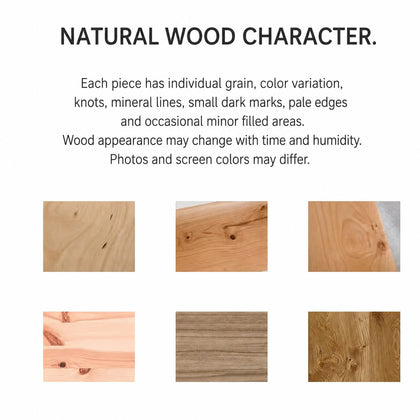  Examples of natural pine grain, knots and color variation