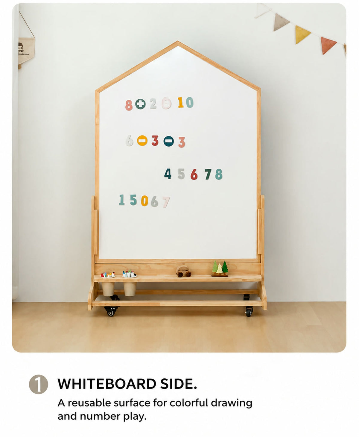  House-shaped whiteboard face of the rolling option