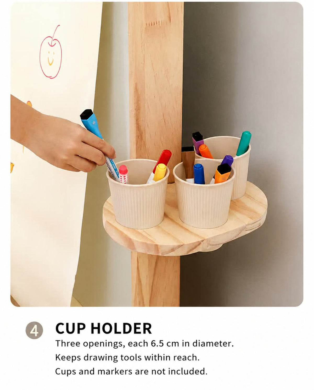  Round side holder with three 6.5 cm cup openings
