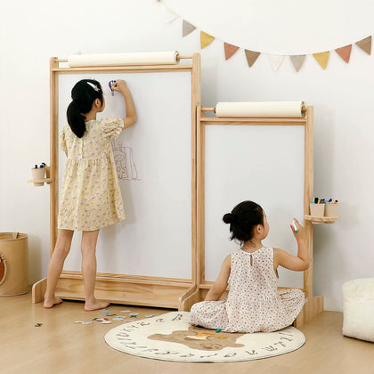  Small and large paper-roll easels shown side by side in use