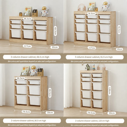  Two- and three-column drawer cabinet height options