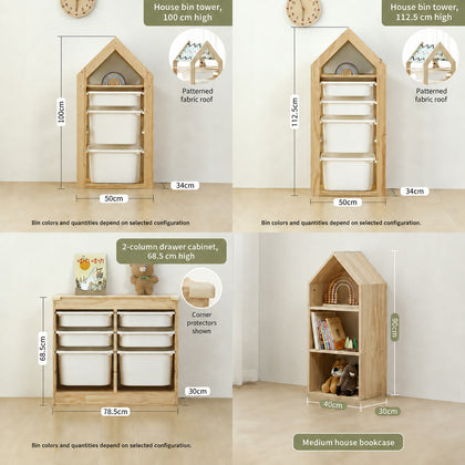  Fabric-roof bin towers, two-column cabinet and medium solid-roof bookcase dimensions