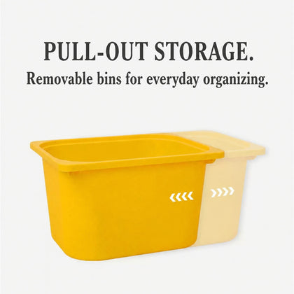  Yellow bin illustrating pull-out storage