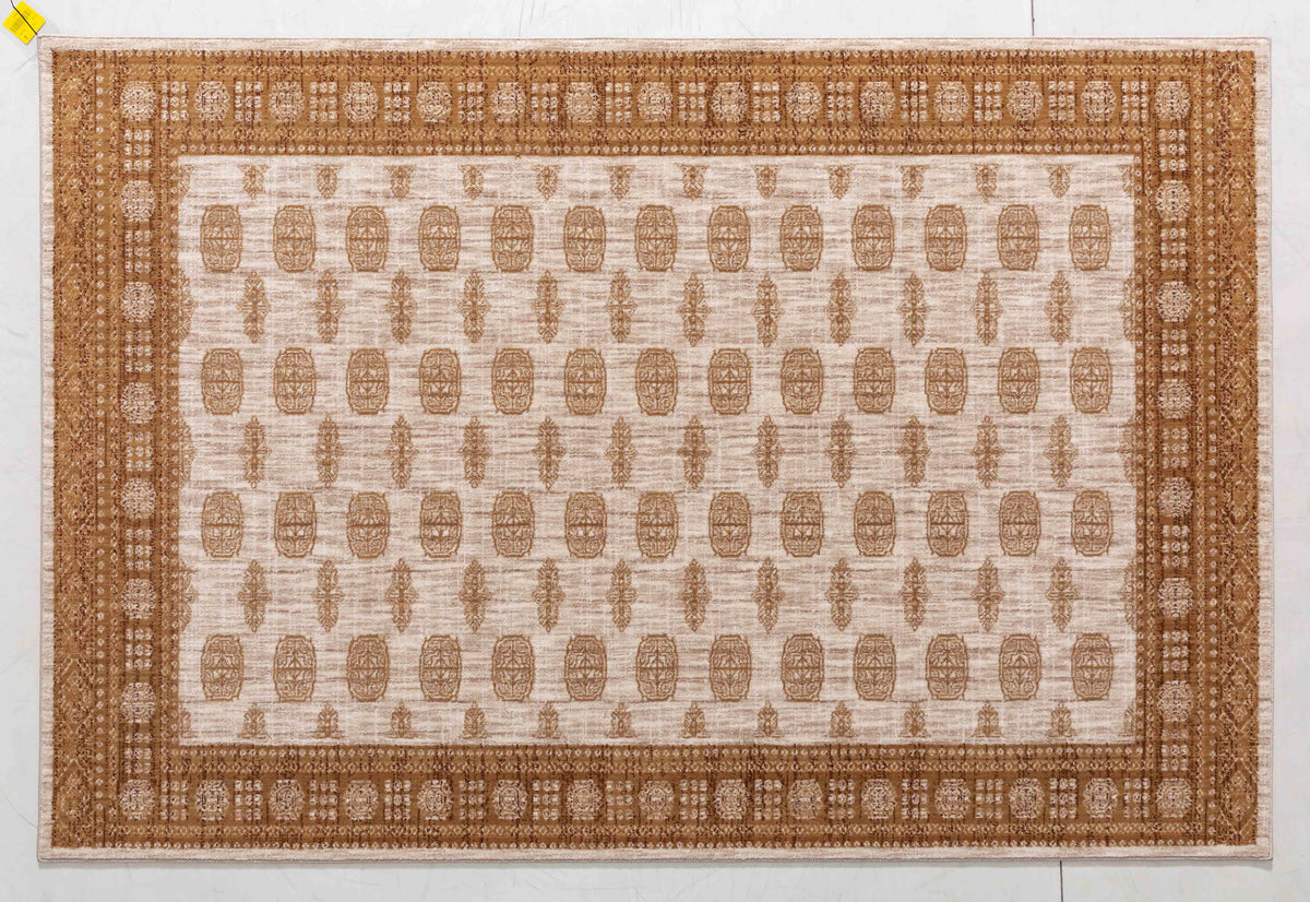 Pottery Arc Area Rug in a finished interior.