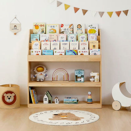  Full view of the face-out bookcase without lower storage bins