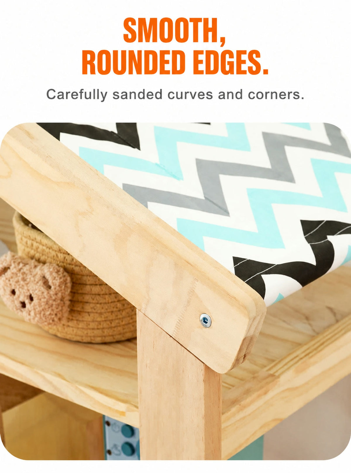  Rounded roof-frame edge beside patterned fabric
