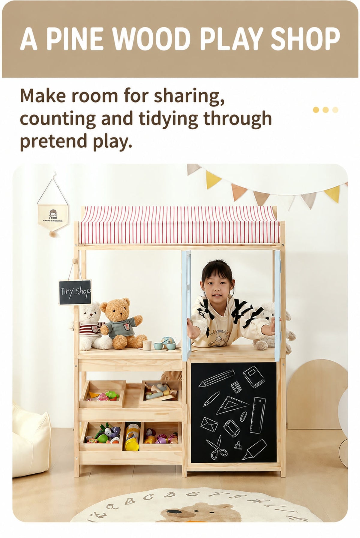  Child using the shop counter for pretend play