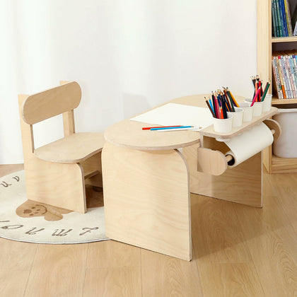  Plywood art desk and matching chair with a paper-roll holder