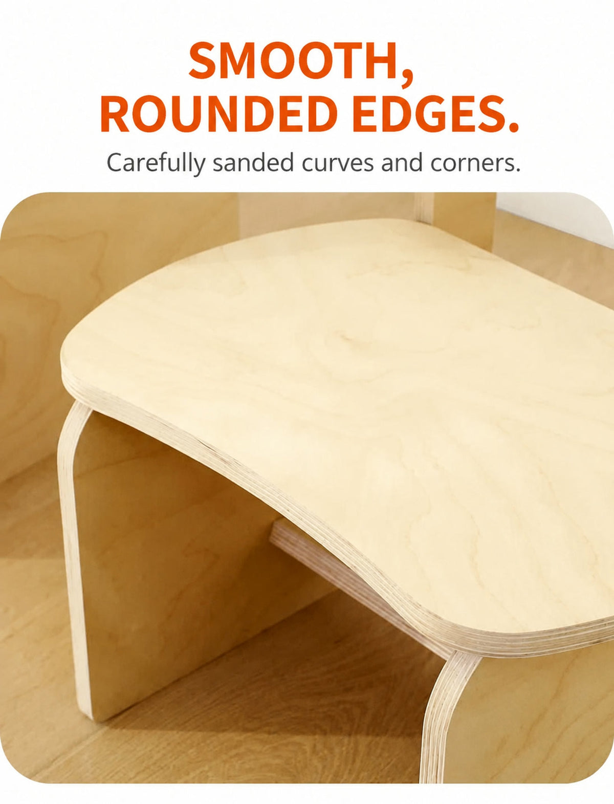  Rounded desktop corner with visible plywood layers