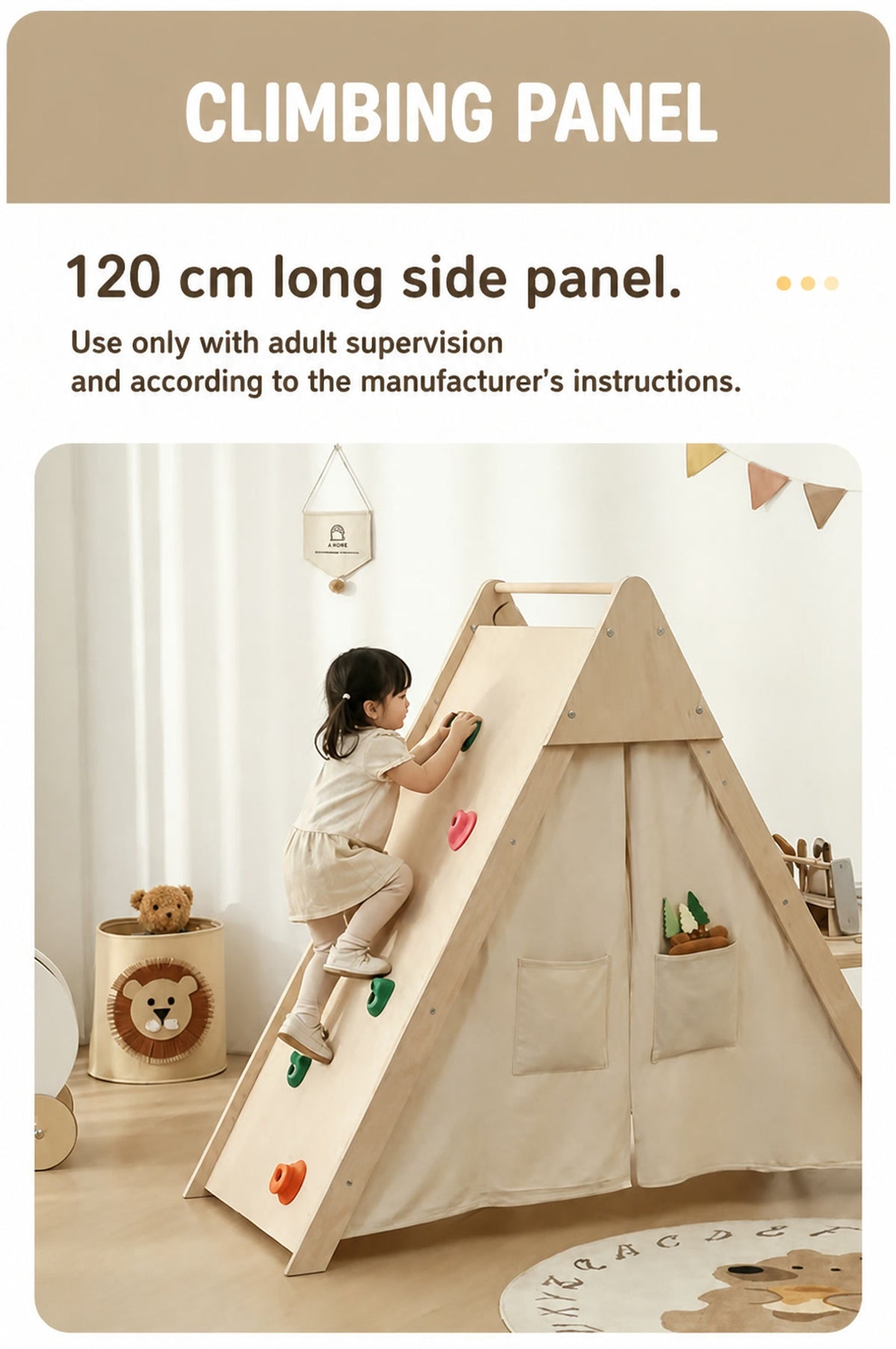  Climbing panel with 120 cm sloped length and supervision reminder