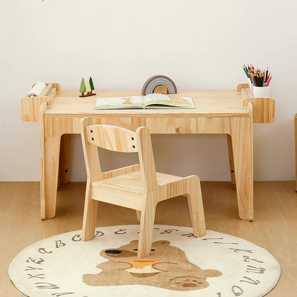  Front view of the desk with optional paper-roll and cup holders