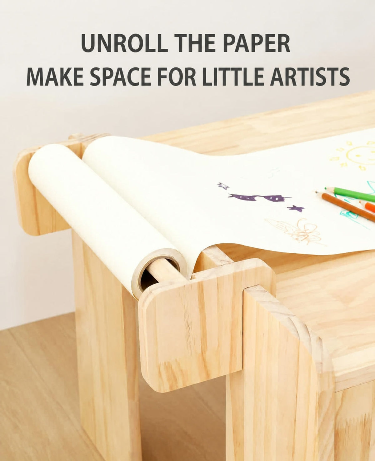  Drawing paper unrolled across the desktop
