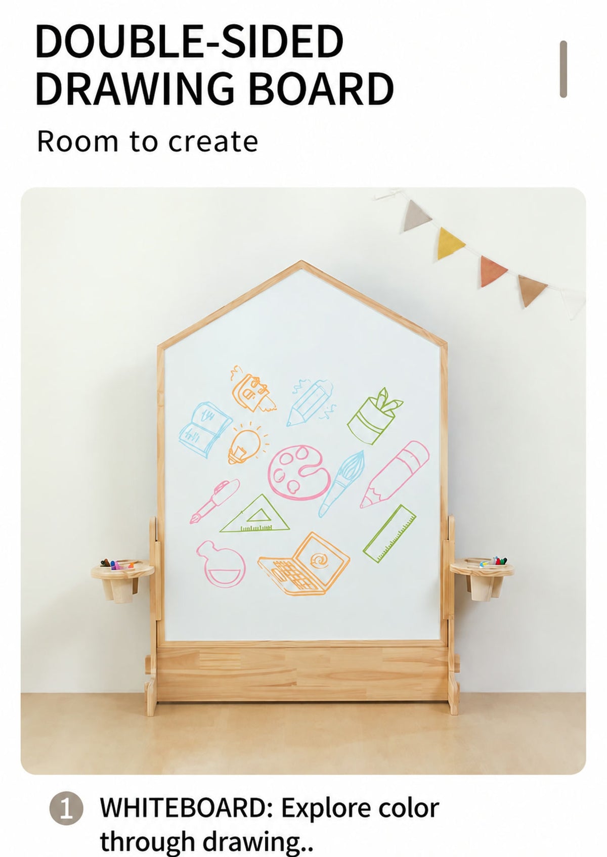  House-shaped whiteboard used for erasable drawing