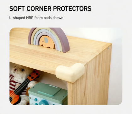  Soft foam corner pad fitted to a cabinet edge