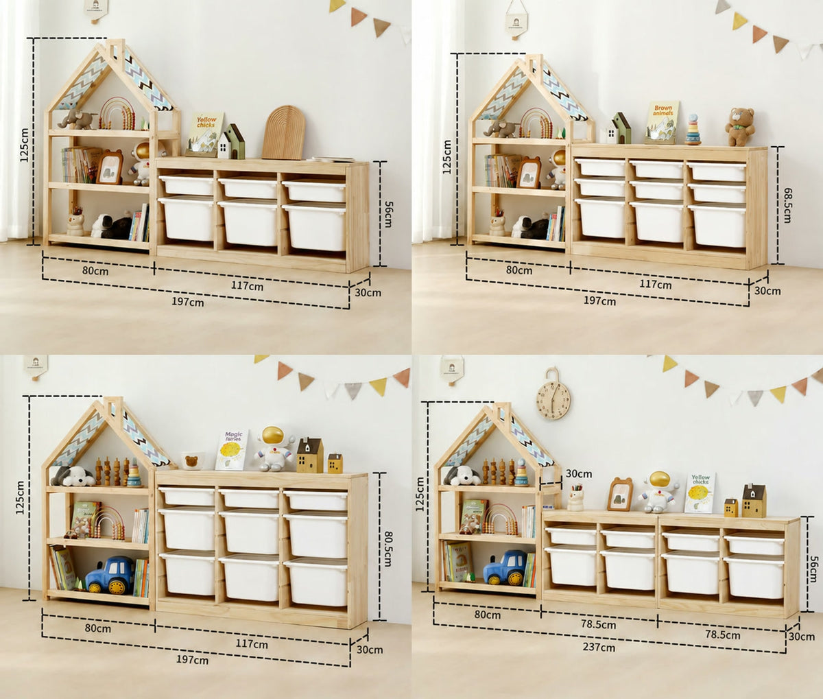  Configurations 9 to 12: chimney with drawer cabinets of several heights