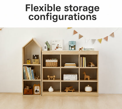  Open-shelf arrangement showing repositionable shelf boards