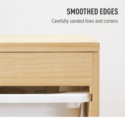  Close-up of smoothly sanded pine top edges