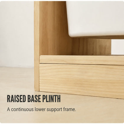  Raised continuous base below the storage cabinet