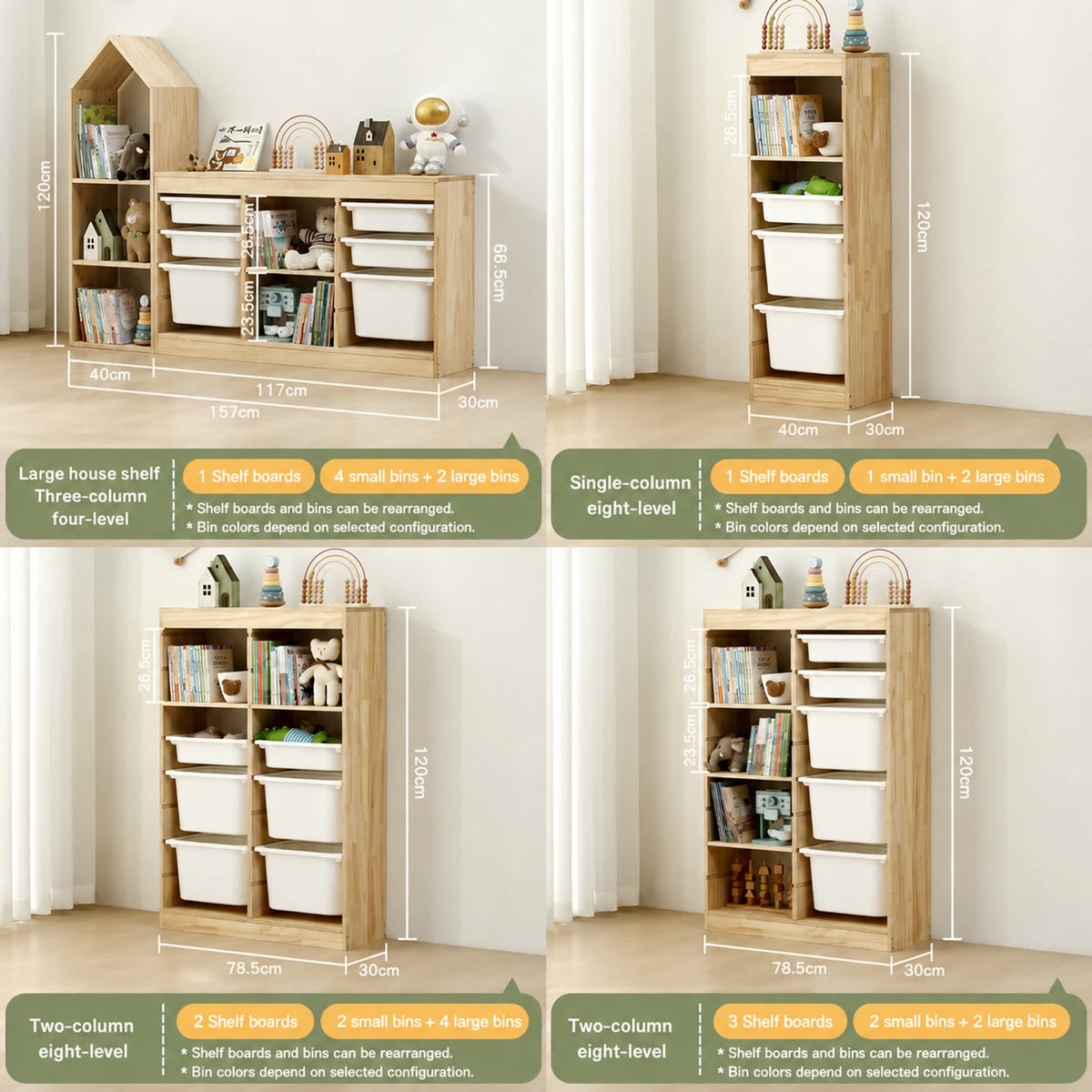  Dimensions for options 21–24 including narrow and two-column eight-level cabinets