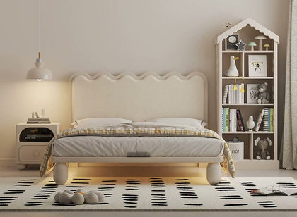  Wave bed in a coordinated bedroom with a separately sold house-shaped bookcase