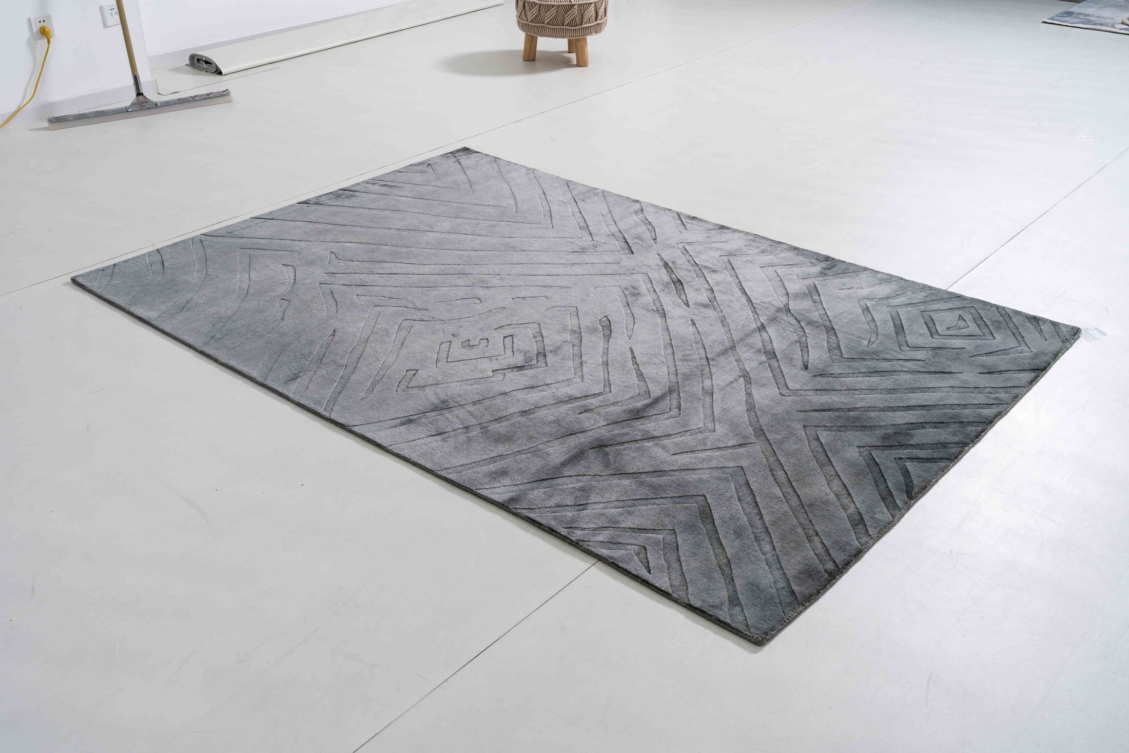 Teana Halo Area Rug in a finished interior.