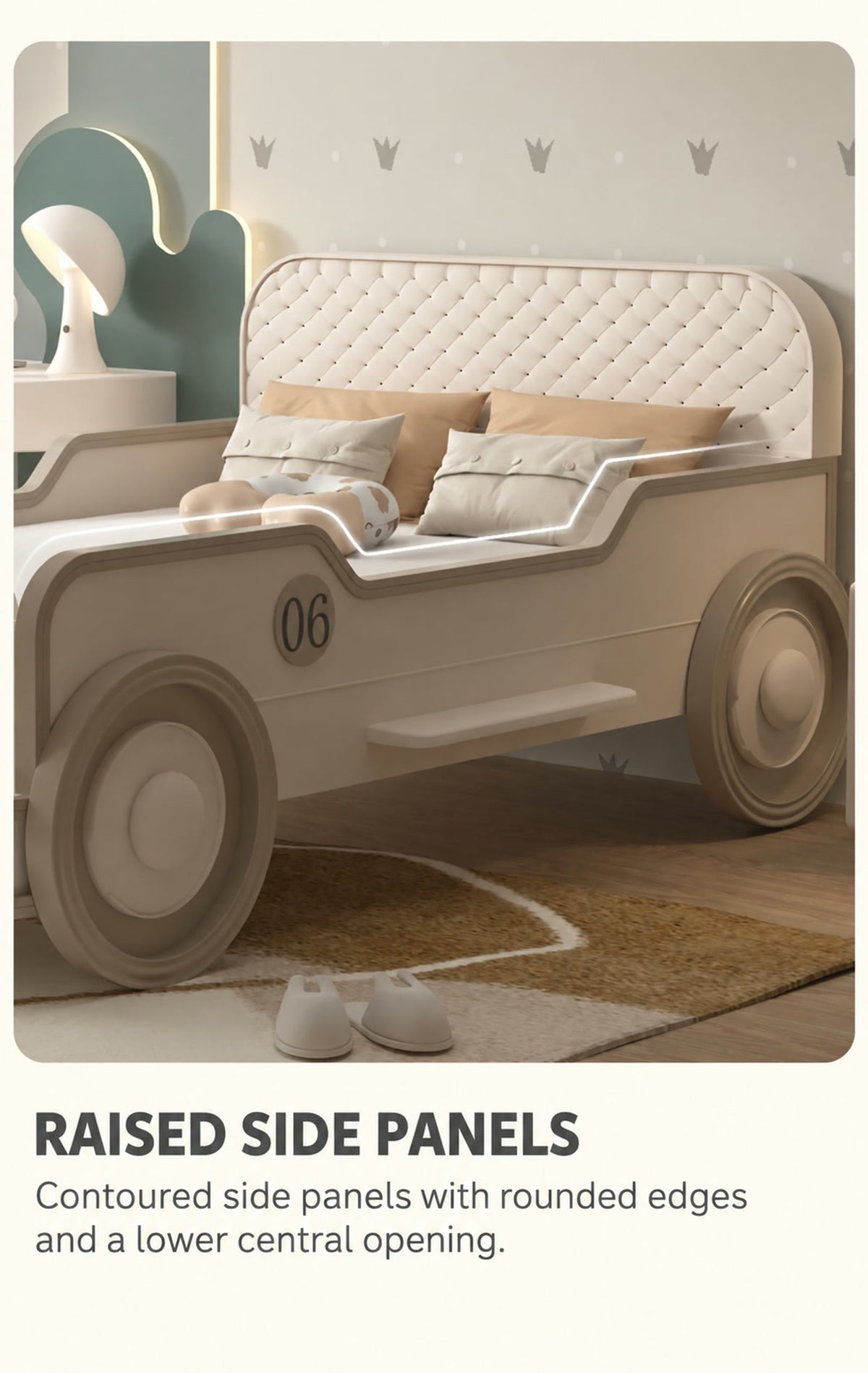 Contoured side panels with a lower central entry opening