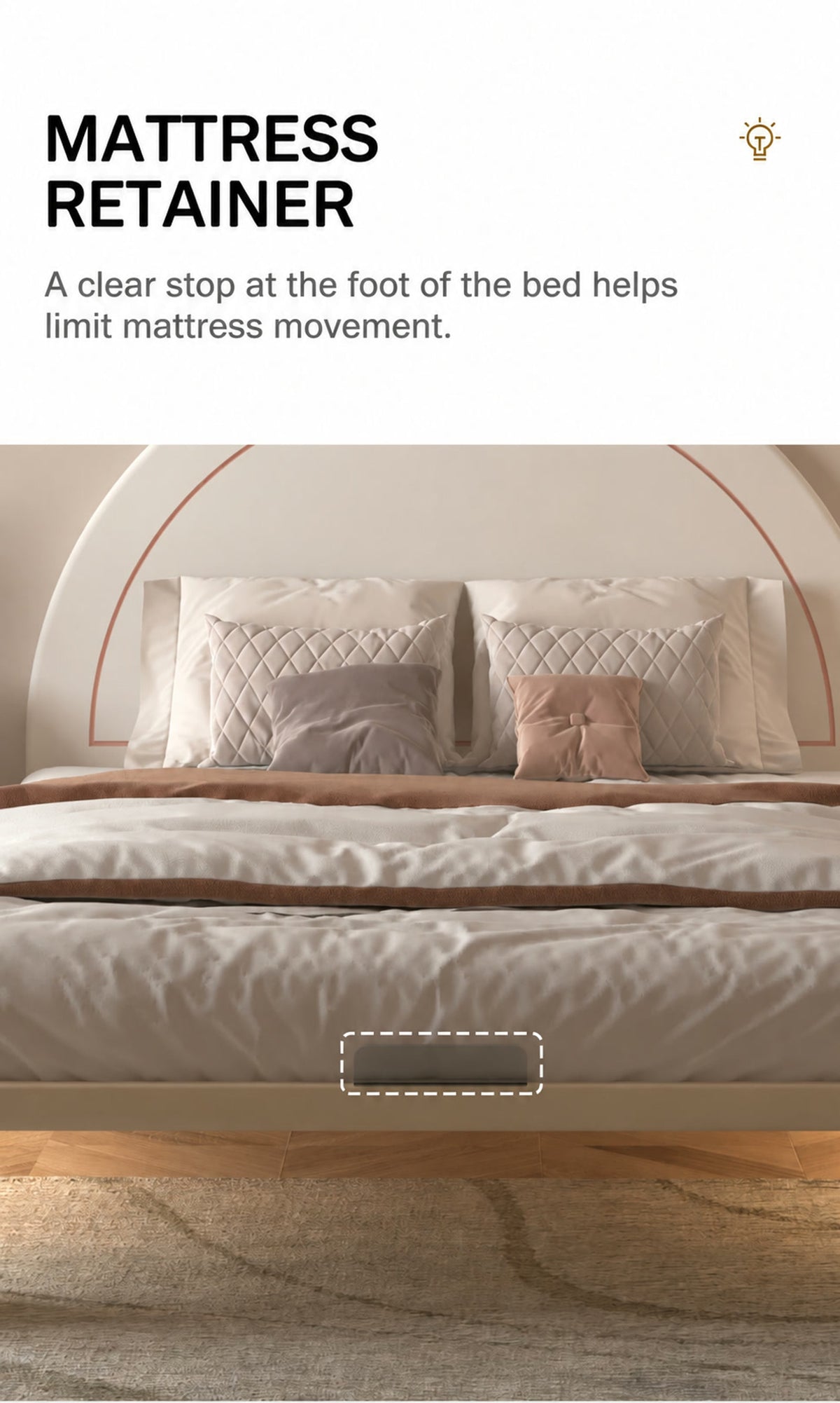  Clear mattress stop at the foot of the bunny bed