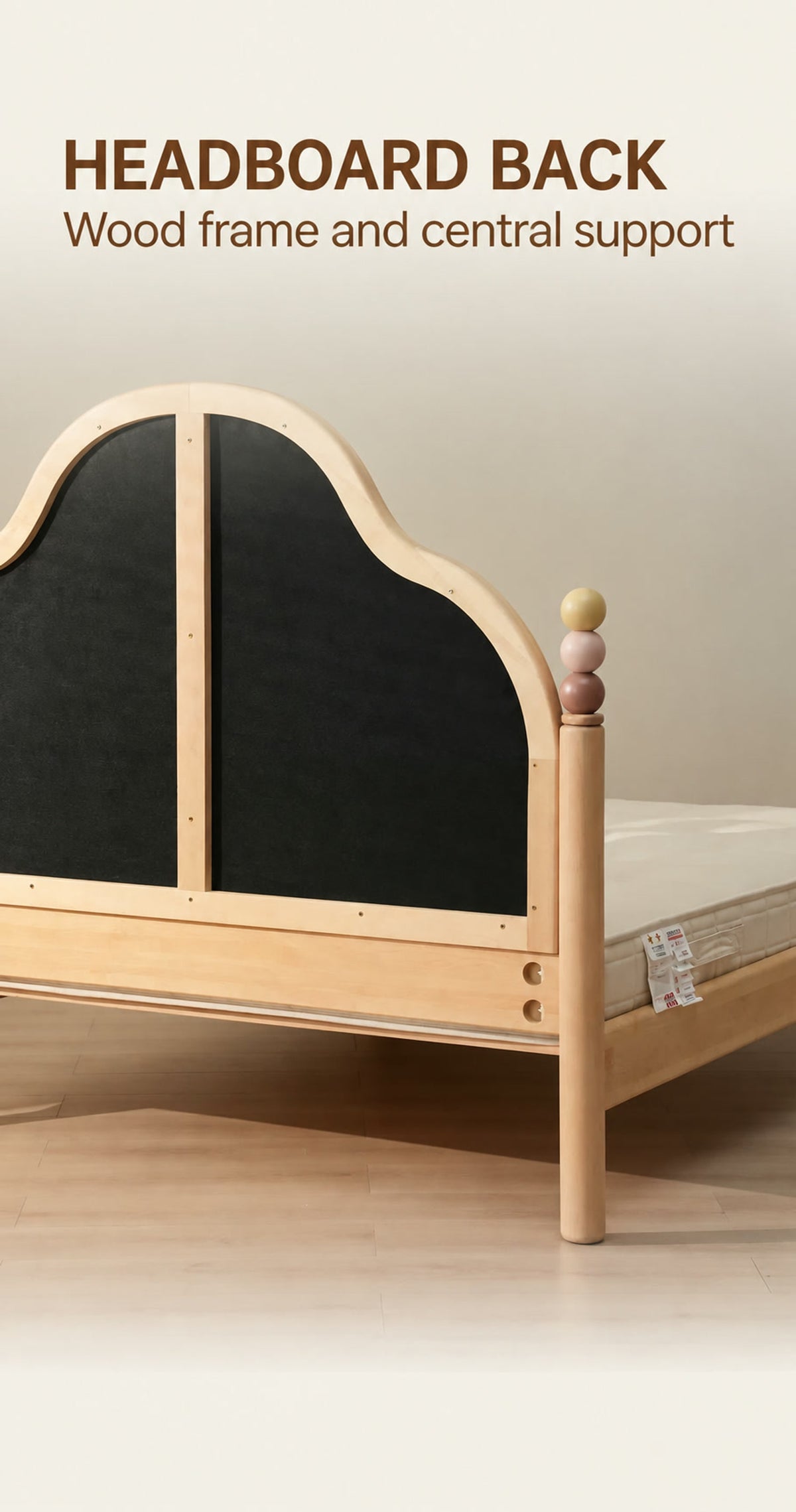  Rear headboard wood frame and central support
