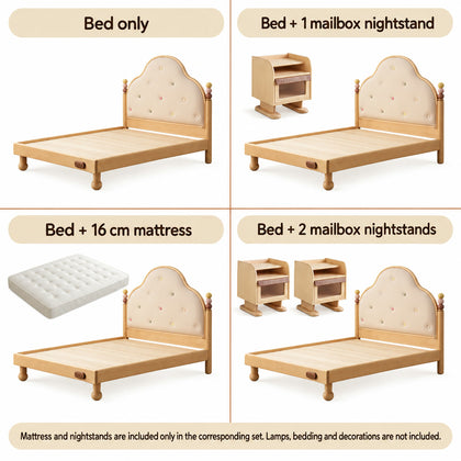  Four bed configurations with optional mattress or mailbox nightstands