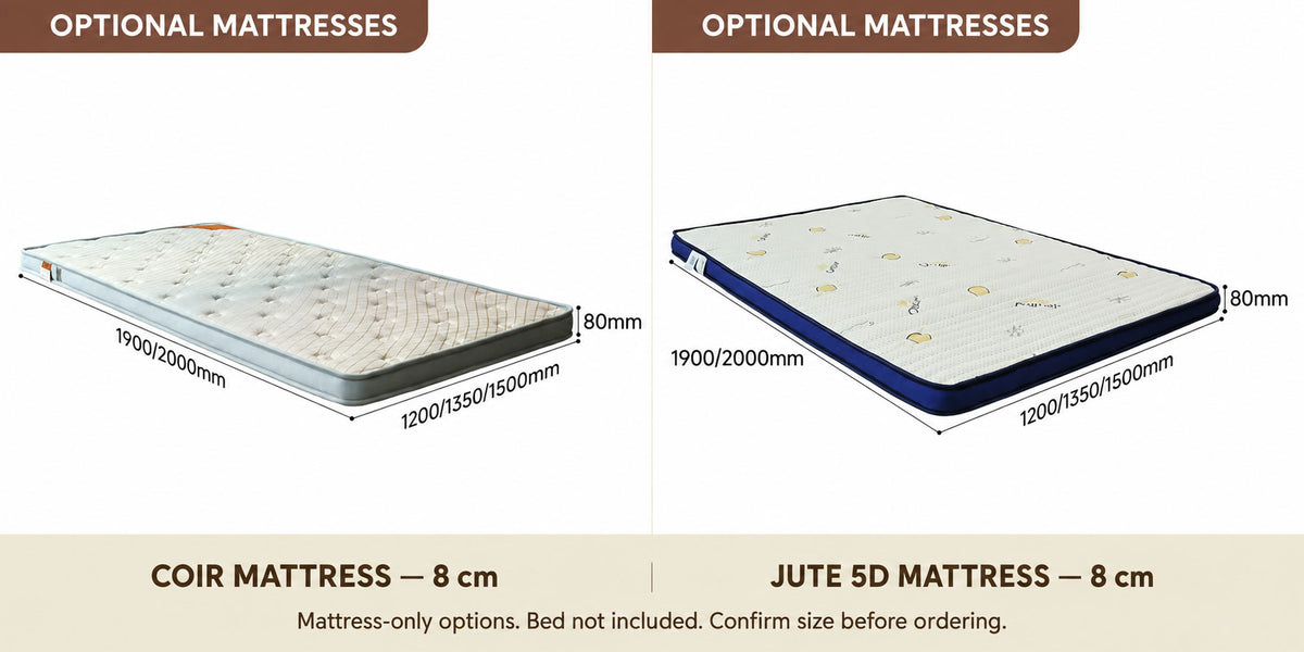  Optional 8 cm coir and jute mattresses in six sizes