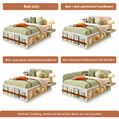  Bed-only and pink or grey-green upholstered configurations
