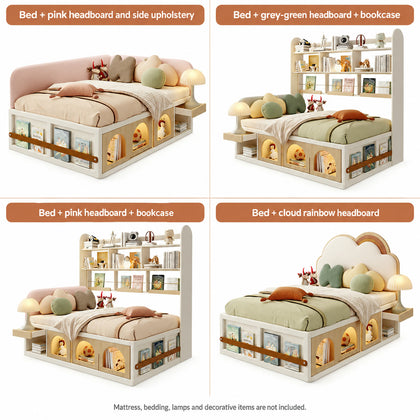  Pink side-panel, bookcase and cloud-headboard configurations