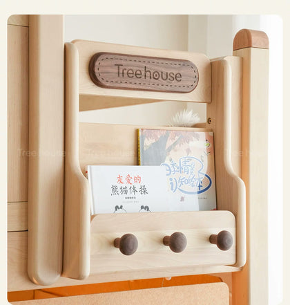  Hanging book rack with rounded wood frame