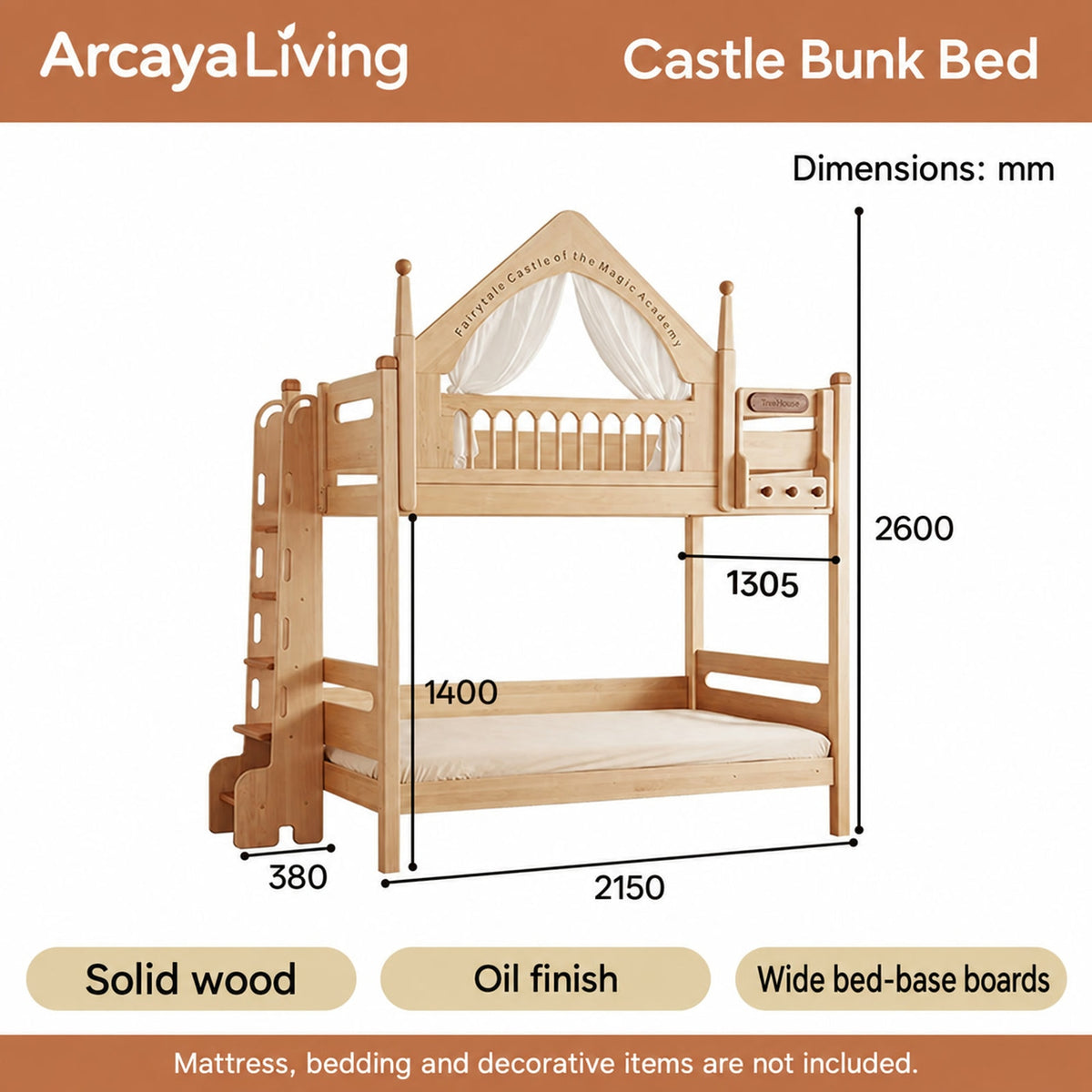  Two-level castle bunk bed dimensions